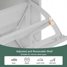 Narrow Shoe Storage Cabinet For Entryway, Slim Shoe Cabinet With Coat Rack And 3 Flip Drawers, Freestanding Hall Tree With Hidden Storage For Entryway, Hallway, Bedroom, Apartment