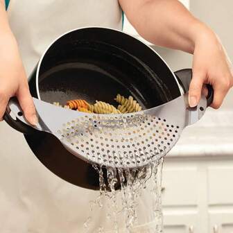 1 件装不锈钢挡水板过滤器，带凹陷手柄，适用于家庭厨房，方便洗菜挡水板