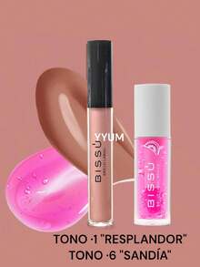 KIT BRILLO DE LABIOS Y BRILLO LABIAL MAGICO BISSU - TONO 1 Y  "SANDIA" - Ver 2