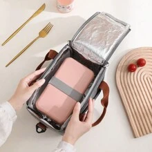 1pc Portable Tin Foil Insulation Lunch Bag For Women Men Girls Thermal Insulated Lunch Box Tote Cooler Handbag Waterproof Shoulder Bag Bento Pouch Office Food Storage Bags With Adjustable Shoulder Strap Gray Ice Bag Perfect For Office School Camping BBQWomanLunch Box BagLadiesSchool Supplies Stuff Accessories Bag For School School Accessories School Stuff