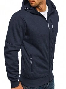 Shendy Vendy Sudaderas Hombre Ligera Moda de Temporada de Manga Larga Outfit Casual, Sudadera Deportiva Hombre Termica Capucha Fashion con Cordón Ajustable Cierre de Cremallera y Bolsillo Lateral