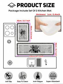 [Surdimensionné] 1 pièce Tapis de sol de cuisine - Tapis de cuisine anti-fatigue pour l'automne et l'hiver, confortable pour se tenir debout - Imperméable, facile à nettoyer, ensemble de tapis de cuisine épais antidérapants, convient pour la maison, le bureau, l'évier, la buanderie