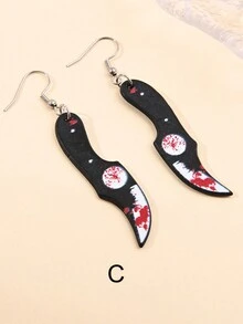 1 Pair Halloween Earrings Hammer Scissors Blood Knife Personalized Dark Style Earrings Women Exaggerated Punk Earrings Personalized - Multicolor - View 17