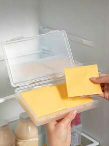 1 pieza Caja de almacenamiento de rebanadas de queso, caja de almacenamiento para refrigerador, soporte para rebanadas de queso, recipiente de plástico con tapa, recipiente para refrigerador de rebanadas de queso, recipiente para queso, caja de almacenamiento de rebanadas de queso, mantiene el queso fresco, caja de distribución de envase de mantequilla giratoria, utensilios de cocina, para uso en exteriores, camping