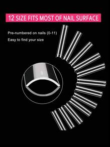 240 Cái/Hộp 3Xl Trong Suốt Nửa Đầu Móng Tay Giả Cho Móng Acrylic Chuyên Nghiệp Dài Thêm Thuôn Vuông Thẳng Bấm Vào Móng Gel Đầu Móng Tay Cho Tiệm Làm Móng Đồ Dùng Làm Móng Tay - Trong sáng - Xem 3