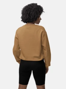 Women's Crew Neck Sweatshirt Cotton Flannel Basic Plain Unisex - 米色 - 查看 4