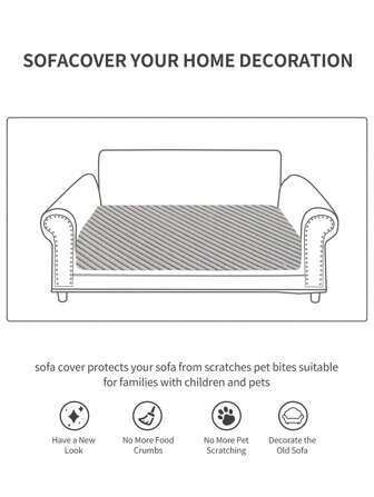 1pc All Seasons Stretch Thickened Sofa Seat Cushion Cover, Modern Simple Anti-Skid Anti-Splash Full-Cover Dust-Proof Removable & Washable Sofa Slipcover Fit For L-Shaped Sofa And 1/2/3/4 Seater Sofa