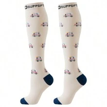 6 pares de calcetines de compresión médica con estampado de jeringa y píldora de moda, calcetines deportivos para enfermeras, médicos y mujeres