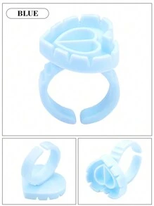 100Pcs Disposable Heart Shaped And Round Glue Rings 5 Colors Adjustable Plastic Glue Holder Cup For Eyelash Extensions Application - Multicolor - View 15