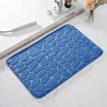 1pc/3pcs Sapphire Blue Stone Pattern Embossed High Bounce Water Absorbent Non-Slip Bathroom Floor Mat, Singles Or Set, Bathroom Decor Mat Bath Rug Floor Carpet Outdoor Rug Door Mat Fall Decor Bathroom Accessories Back To School Entryway Decor - Blue - View 7