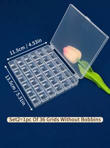 1pc Clear High-Quality PC (Polycarbonate) Material Bobbin Case For Household Sewing Machine, Multipurpose Thread Spool Organizer, Bobbin Storage Box, Sewing Accessory. Available In Empty Box Or Complete Set With Bobbins, 25 Or 36 Grids. - Clear - View 13
