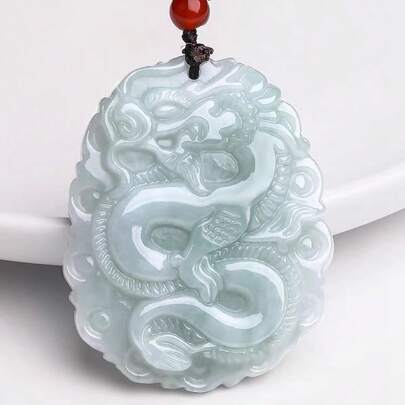 1 pièce Pendentif en émeraude naturelle AAAAA, dragon, dragon, poisson rouge, cacahuète, chou, gourde, collier en jade vert, bijoux en émeraude, collection et accessoires, convient pour les cadeaux de fête, cadeaux pour elle.