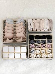 1PC Gray Beige Patchwork Underwear Divider Organizer, Non-Woven Sock Organizer, Wardrobe Underwear, Bra, Socks, Tie, Scarf Organizer, Wardrobe Drawer Storage Decorations Decor Festival Decor Room Decor Home Decor Decor Bedroom Decor Dress Pants Shoes Jeans Boots Skirt - Gray and Beige Color Matching - View 3
