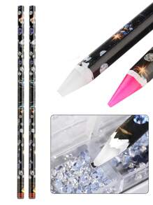 Bút Chì Màu Sáp Chấm Chấm 2 Bút Chì Màu Làm Móng Nghệ Thuật Tự Dính Thạch Anh Đá Quý Khoan Chọn Dụng Cụ Làm Móng Tay Với 1 Dụng Cụ Mài Bút Chì - Nhiều màu - Xem 14