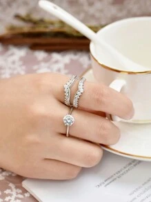 AIHUASI 2 件/套 925 纯银单石 7*7 毫米 1.25 克拉圆形切割方晶锆石订婚戒指新娘套装守卫结婚戒指增强器女士精美珠宝情人节礼物