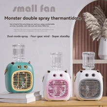 1 件 1200mAh 可充电迷你怪物台式雾化风扇，3 种风速，水箱加湿器，带 2 种雾化模式，持久耐用，空气冷却器加湿器 - 彩色 - 查看 3