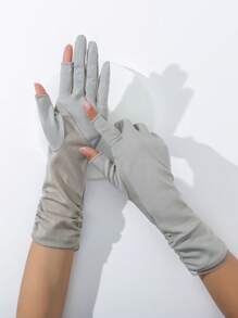 1 Pair Women Fingerless Gloves With UV Protection, Sun Block Half Finger Gloves For Fishing Driving Outdoor Activities Summer - Multicolor - View 13