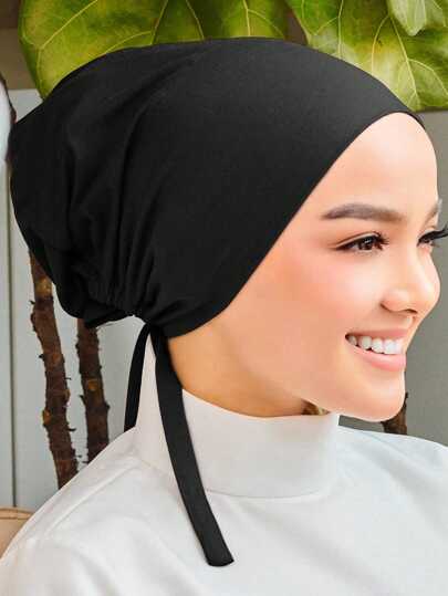1 st Fashionabla enfärgade, elastiska dragsko för kvinnor med huva turban huvudduk Matchande sjal, lämplig för dagligt bärande Pannband Mjuk hijab för Abaya Andas under mössa Kvinnors slöja