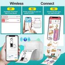 Mini Sticker Printer Doodle Dash Portable Thermal Printer Inkless Pocket Photo Printer For Learning Assistance, Scrapbook Supplies,Journal,Study Notes With 3Rolls Color Non-Adhesive Printing Paper - C25 Blue With 3 Rolls Color No-sticky Paper - View 4