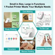 Mini Sticker Printer Doodle Dash Portable Thermal Printer Inkless Pocket Photo Printer For Learning Assistance, Scrapbook Supplies,Journal,Study Notes With 3Rolls Color Non-Adhesive Printing Paper - C25 Blue With 3 Rolls Color No-sticky Paper - View 3