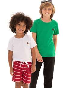 Kit 7 Camiseta Infantil Menino Básica Lisa Tamanho 2 ao 12