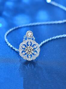 1 件 S925 银 0.5 克拉莫桑石樱花项链，新款，时尚，适合女性日常佩戴，适合订婚、结婚和求婚戒指，适合妻子、女朋友、生日礼物、情人节礼物，适合度假、通勤、约会派对、婚礼珠宝礼物 - 銀色 - 查看 5