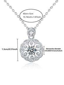 1 件 S925 银 0.5 克拉莫桑石樱花项链，新款，时尚，适合女性日常佩戴，适合订婚、结婚和求婚戒指，适合妻子、女朋友、生日礼物、情人节礼物，适合度假、通勤、约会派对、婚礼珠宝礼物 - 銀色 - 查看 6