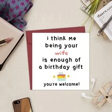 1pc Unique & Heartfelt Birthday Card For Husband From Wife - Express Your Thanks With A Humorous Message, Special Sentimental Greetings, Complete With Envelope - Multicolor - View 4