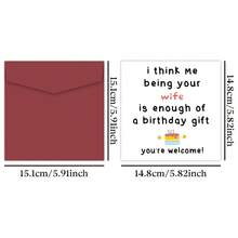 1pc Unique & Heartfelt Birthday Card For Husband From Wife - Express Your Thanks With A Humorous Message, Special Sentimental Greetings, Complete With Envelope - Multicolor - View 2