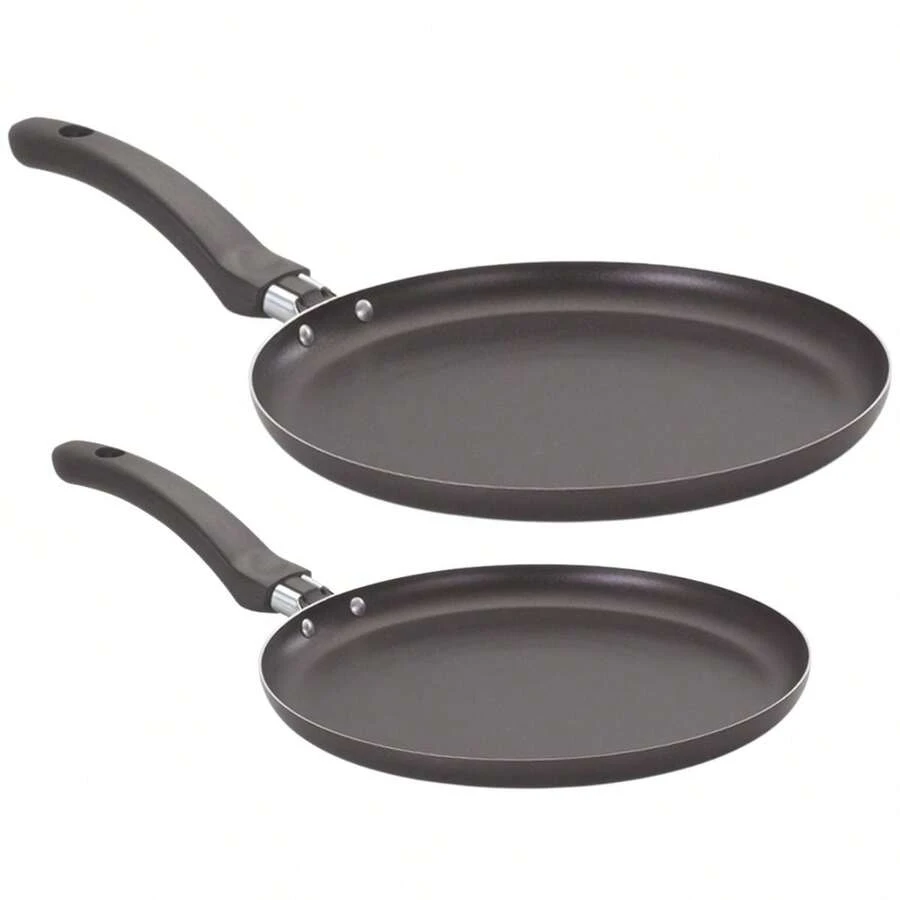 Kit 2 Non-Stick Pancake Pan Aluminum Frying Pan 22/24cm - 黑色 - 查看 1