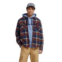 Animal Mens  Plaid  Shirt (Navy/Red) - Navy Floral - View 3