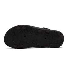 男士春夏加大码真皮两用户外运动防滑软底露趾凉鞋，适合驾车和海滩穿着 - 咖啡棕 - 查看 10