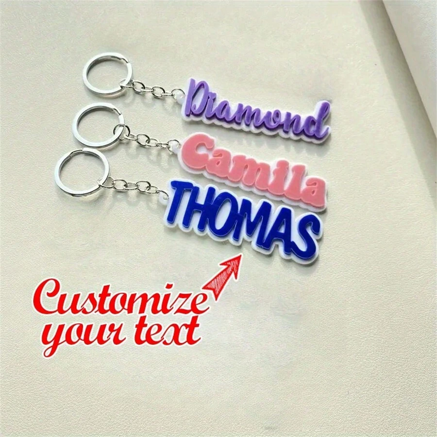 1PC Personalised Acrylic Keyring Custom Name Keyring Keychain Car Plate Tag Licence Tag Personalised Gift Graduation Gift Unique Gift Memorial Customizable Unique Gift - White+Pink - View 1