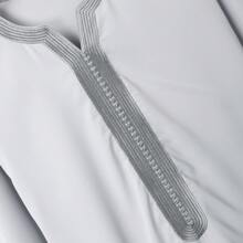 202 Nuevo albornoz blanco bordado musulmán árabe para hombres - Gris Claro - Ver 3