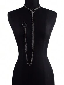 Women's Handmade Punk Gothic Style Heart-Shaped Sliding Chain Necklace - Heart - View 1