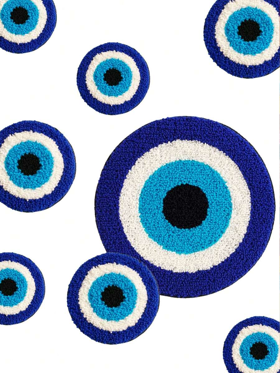 1 件眼睛设计刺绣补丁、DIY 刺绣贴纸、缝纫用品 - 彩色 - 查看 1