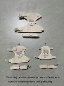 1set Cute Cartoon Sheep Design Pet Collar And Leash Set, Including Beige Vest Chest Strap For Small Dogs Or Cats