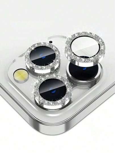 一套闪光钻石水钻相机镜头保护膜，适用于 12/12 Mini/12 Pro/12 Pro Max、 13/13 Mini/13 Pro/13 Pro Max、 11/11 Pro/11 Pro Max、 14/14 Puls/14 Pro/14 Pro Max、 15/15 Puls/15 Pro/15 Pro Max，镶嵌仿钻装饰相机盖钢化玻璃保护膜，彩色仿钻