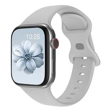 20 色 Apple Watch 矽膠錶帶，相容於 Apple Watch 錶帶 38mm 40mm 41mm 42mm 44mm 45mm，柔順防水矽膠，男女通用，相容於 Apple Watch Series Ultra 8 7 6 5 4 3 2 1 Se - 雲霧灰 - 查看 1