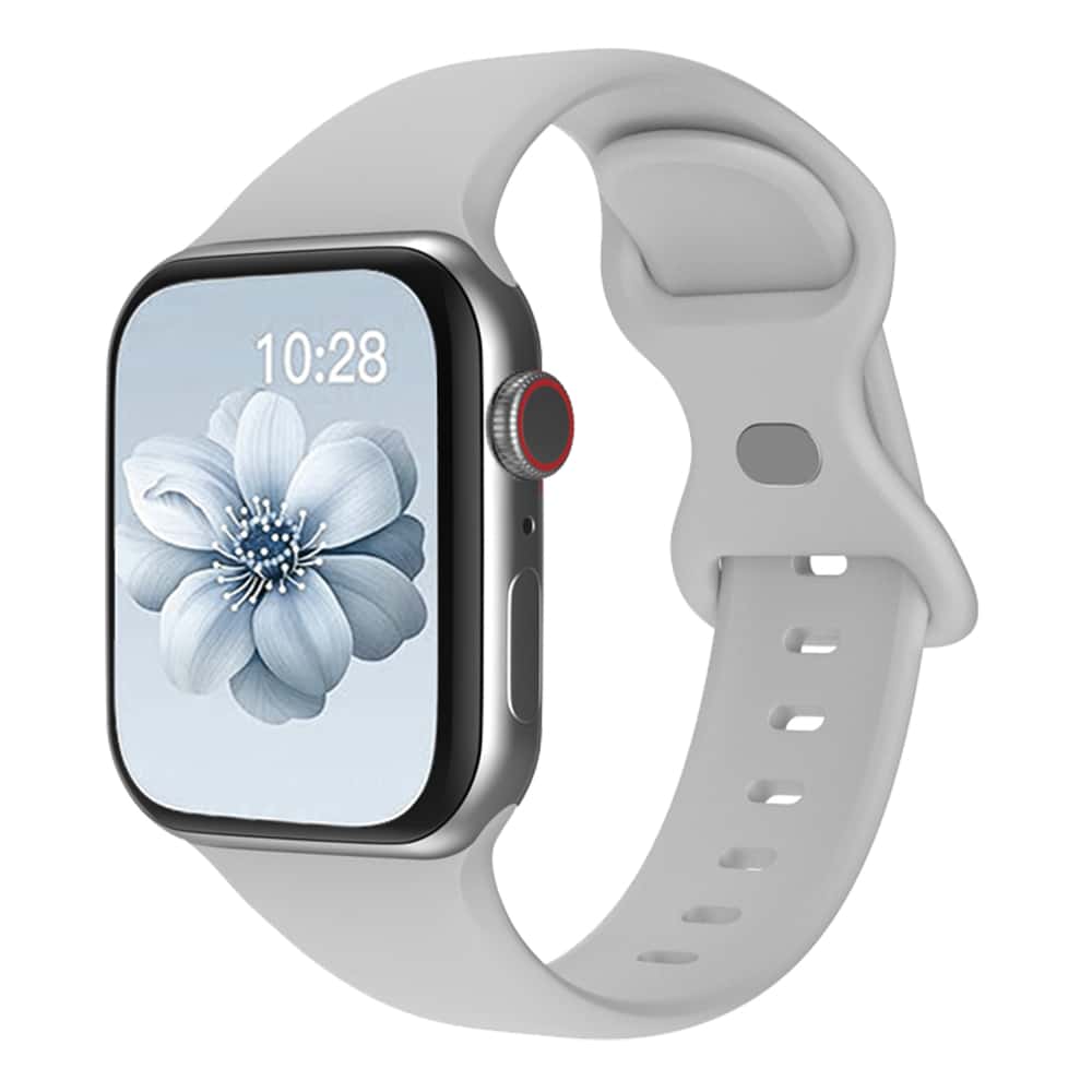 20 色 Apple Watch 矽膠錶帶，相容於 Apple Watch 錶帶 38mm 40mm 41mm 42mm 44mm 45mm，柔順防水矽膠，男女通用，相容於 Apple Watch Series Ultra 8 7 6 5 4 3 2 1 Se - 雲霧灰 - 查看 1