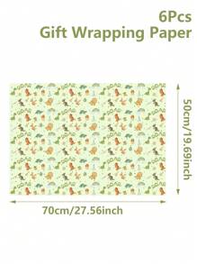 6件50*70cm叶子恐龙&水彩恐龙&工程车&彩虹风格礼品包装纸，礼品装饰，礼品包装用品，适用于生日派对婚礼房间桌面礼品装饰 - 彩色 - 查看 7