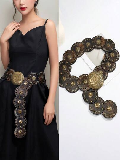 Retro Rivet Embellished Vintage Fashion Y2K Punk Style Belt Summer, School Fall, Autumn, Halloween