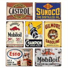 7 Pieces Vintage Tin Signs Gas Oil Metal Signs Home Kitchen Man Cave Bar Garage Wall Decor - Retro Metal Signs For Vintage Decorations And Wall Art. - 7 chiếc - Xem 1