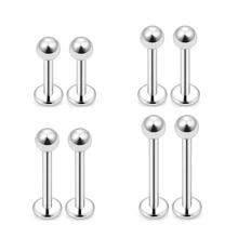 8 pièces Ensemble de bijoux de piercing de nez, cartilage, lèvre, 16G, anneau de labret, 6 mm / 8 mm / 10 mm / 12 mm