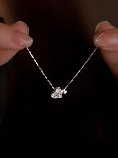 1 件女士简约心形吊坠项链（避免接触水）