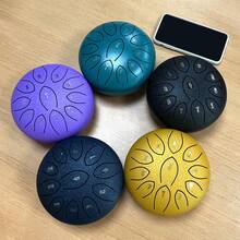 1 pieza Tambor Handpan etéreo de 6 pulgadas con 11 notas, instrumento para principiantes, regalo de Halloween/Navidad - Multicolor - Ver 4