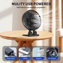 USB Desk Fan, Mini Fan Portable, 3 Speeds Desktop Table Cooling Fan, Plug In Power Fan, Rotation Strong Wind, Quiet Personal Small Fan For Home Desktop Office Travel Bedroom