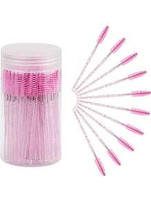 100pcs Disposable Mascara Wands, Crystal Eyebrow Brush (Suitable For Eyelash Extensions), Pink Eyelash Brush (With Storage Box), Eyebrow Brush, Eyeshadow Brush, Spiral Brush - Multicolor - View 22