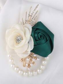 1 pieza Corsage de muñeca con flor de rosa, opción de multicolor, para mujer, novia, dama de honor, boda, fiesta, uso diario, Día de San Valentín