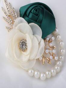 1 pieza Corsage de muñeca con flor de rosa, opción de multicolor, para mujer, novia, dama de honor, boda, fiesta, uso diario, Día de San Valentín